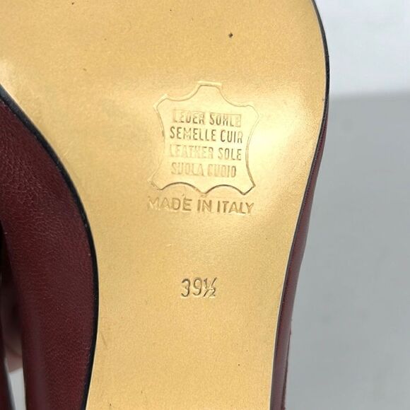 NWOB GALO Italy Classic Leather Burgundy Heels Pumps Shoes size 39 1/2 US 8,5 - Picture 13 of 15